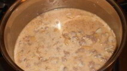 паста с фаршем и грибами