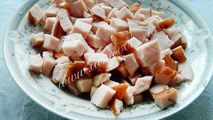 паста с грибами и копченым мясом