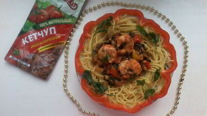 паста с креветками