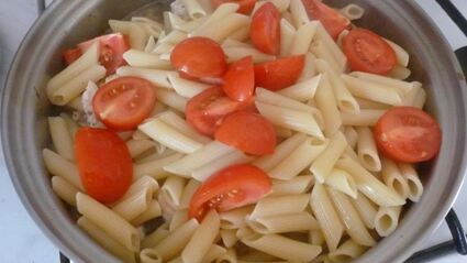 паста с курицей и грибами