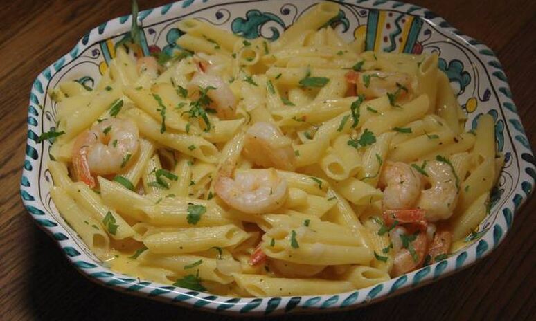 Рецепт паста с тыквой и креветками