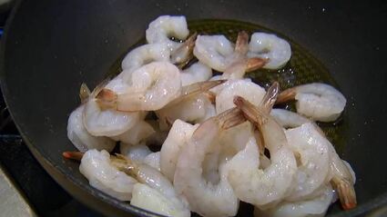 паста с тыквой и креветками