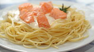 Спагетти с лососем
