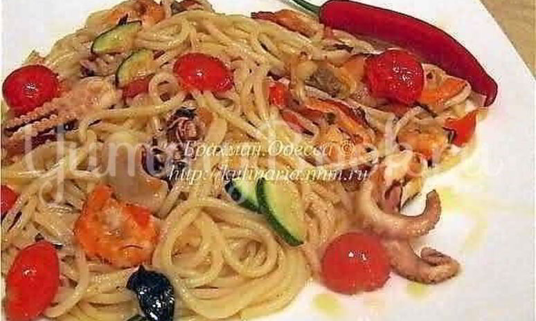 Рецепт спагетти с морепродуктами