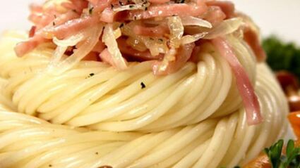 спагетти с опятами