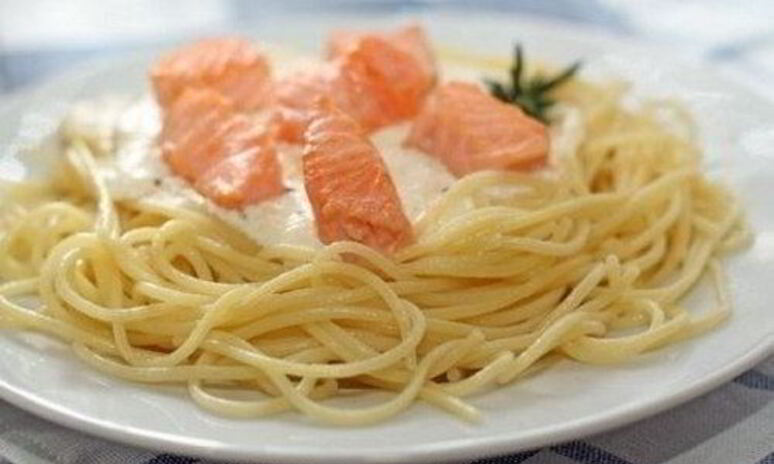 Рецепт спагетти с пармезаном и семгой