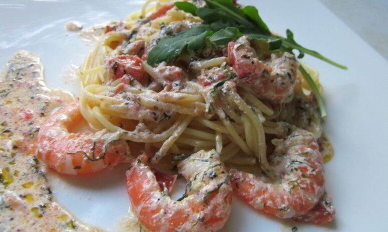 Рецепт спагетти с томатами и креветками