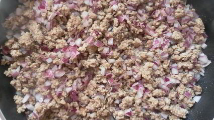 золотистая паста фузилли с мясным фаршем