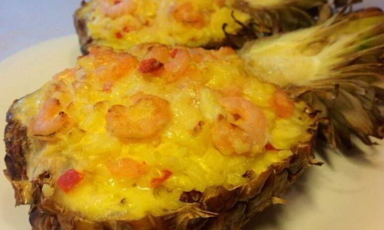 Рецепт ананас, фаршированный креветками