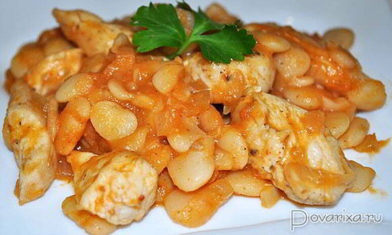 Рецепт куриная грудка с фасолью