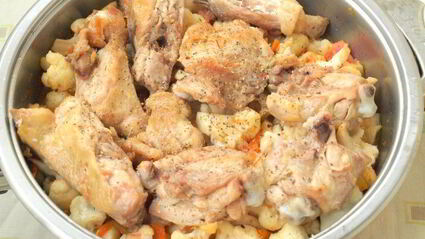 куриные бедра жареные с овощами