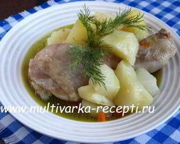 Куриные ножки с картофелем в мультиварке