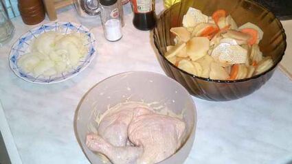 куриные окорочка запеченные с овощами