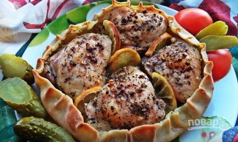 Рецепт курица, запеченная в съедобной тарелке