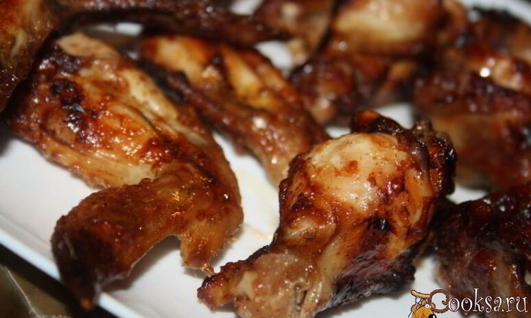 Рецепт острые куриные крылышки на мангале на шампурах