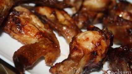 острые куриные крылышки на мангале на шампурах