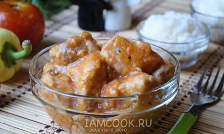 Рецепт тушеная свинина с помидорами
