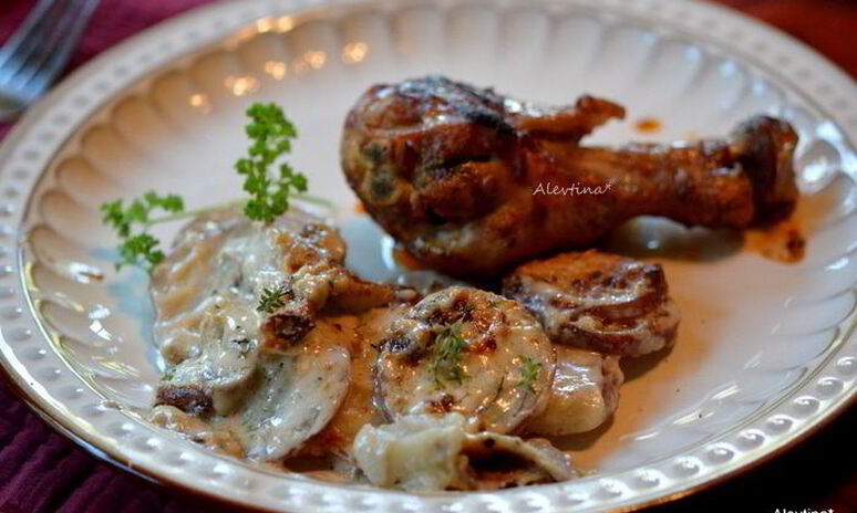 Рецепт картофельный гратен с грибами