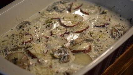 картофельный гратен с грибами