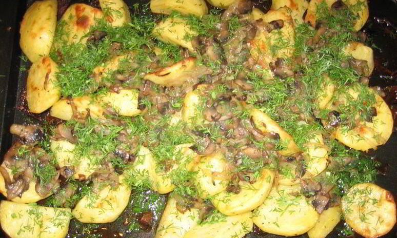 Рецепт картошка, запеченная с грибами