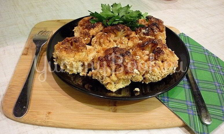 Рецепт цветная капуста, запеченная в сметанно-сырном соусе