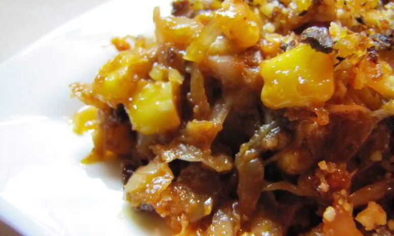 Рецепт тушеная капуста с кукурузой, курагой, черносливом