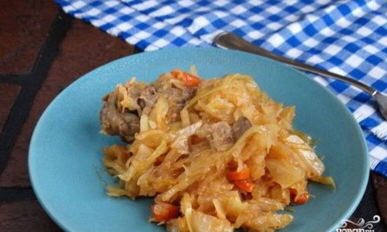 Рецепт тушеная капуста со свининой в мультиварке поларис