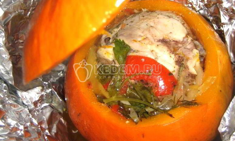 Рецепт тыква, фаршированная курицей и овощами