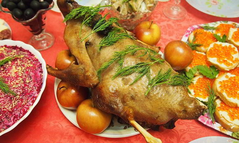 Рецепт гусь с гречкой, грибами и печенью в рукаве