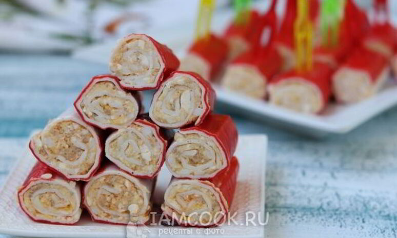 Рецепт крабовые палочки, фаршированные печенью трески