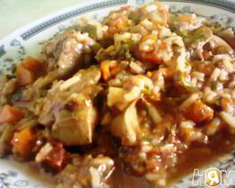 Куриная печень с рисом