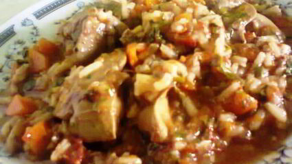 куриная печень с рисом