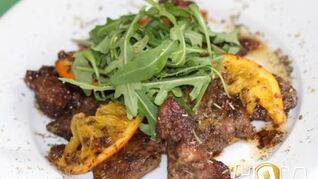 Куриная печень тушеная по-итальянски с апельсином