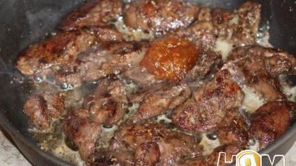 куриная печень тушеная по-итальянски с апельсином