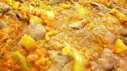 куриная печень, тушенная с овощами золотая осень