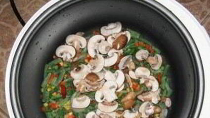 печень с грибами в мультиварке