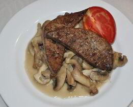 Печень с грибами