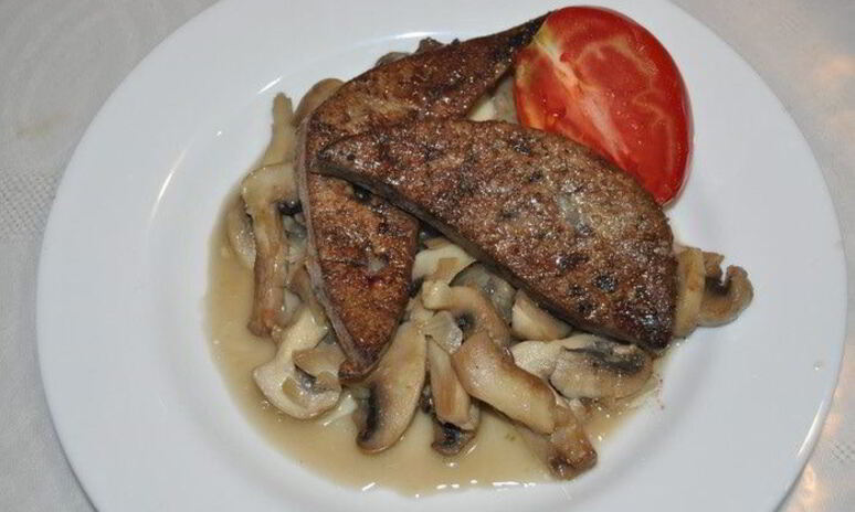 Рецепт печень с грибами