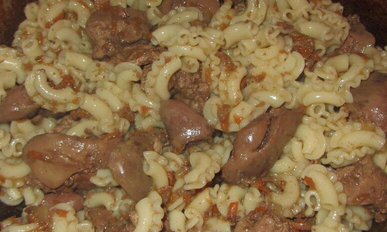 Рецепт печень с макаронами
