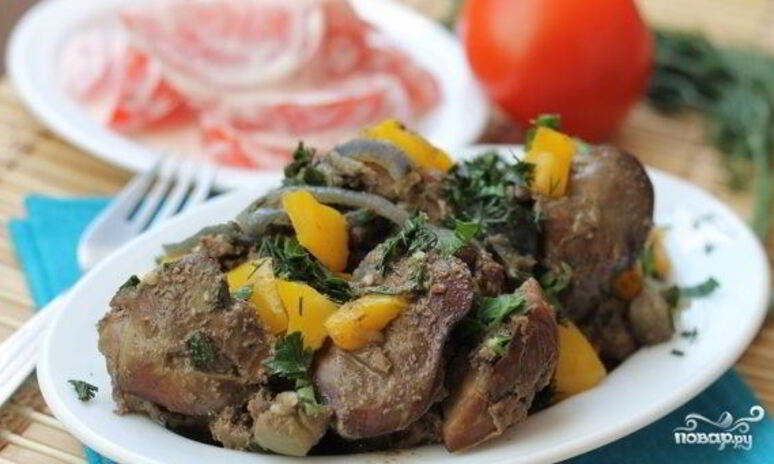 Рецепт печень с овощами