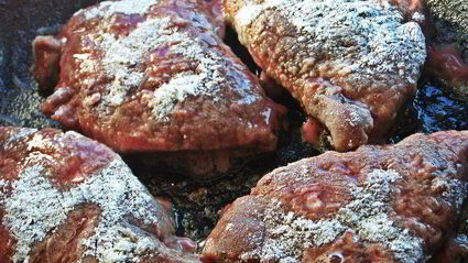 печень в беконе с картофелем