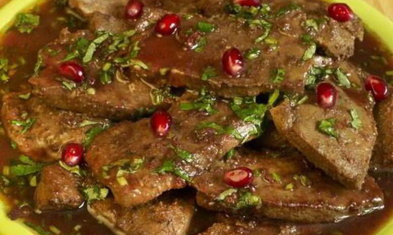 Рецепт печень в гранатовом соусе