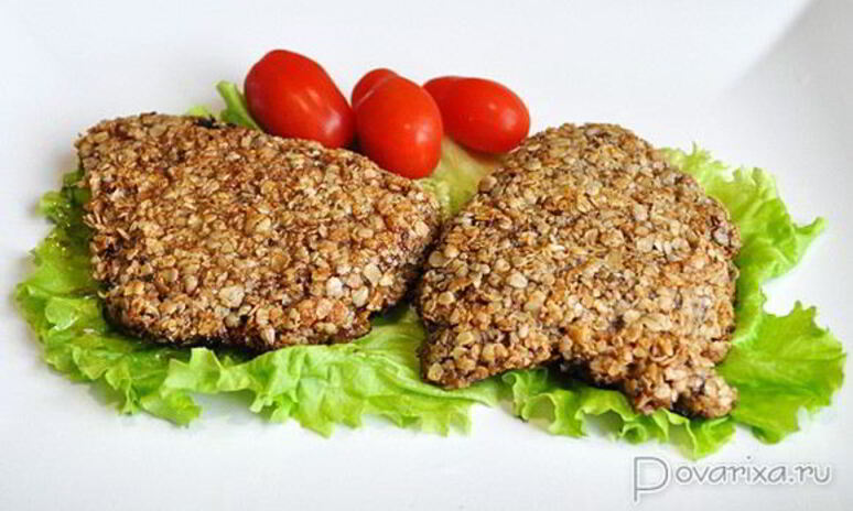 Рецепт печень, жаренная в овсяной панировке