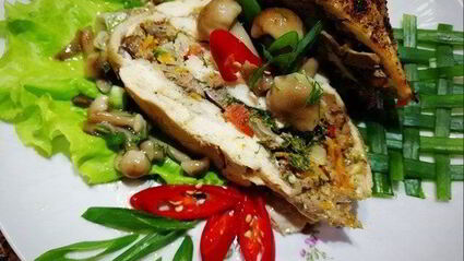 запеченные куриные грудки с печенью