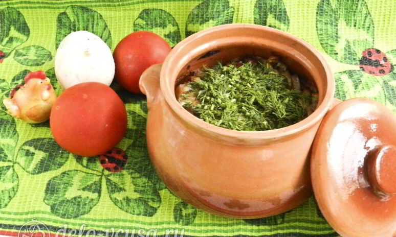 Рецепт пельмени в горшочках с грибами