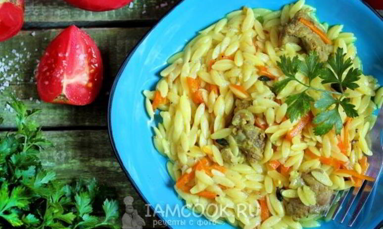 Рецепт ложный плов из пасты орзо