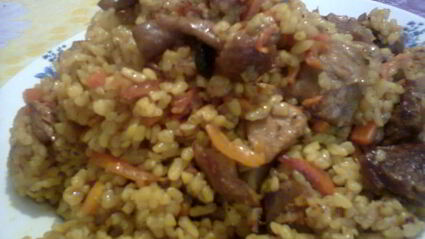 плов фантазия с мясом и грибами