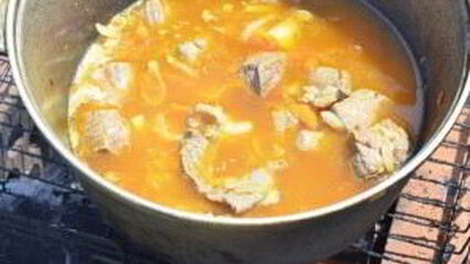 плов на костре со свининой