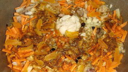 плов с курицей и курагой в духовке