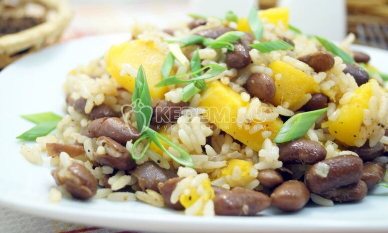 Рецепт постный плов с тыквой и фасолью